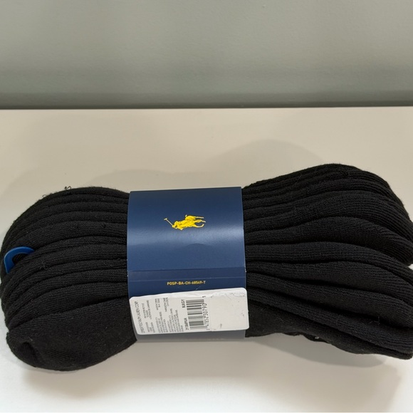 Ralph Lauren Men's Classic Sport Black Athletic Socks 6 Pair Sock Size 10-13 - Picture 3 of 4